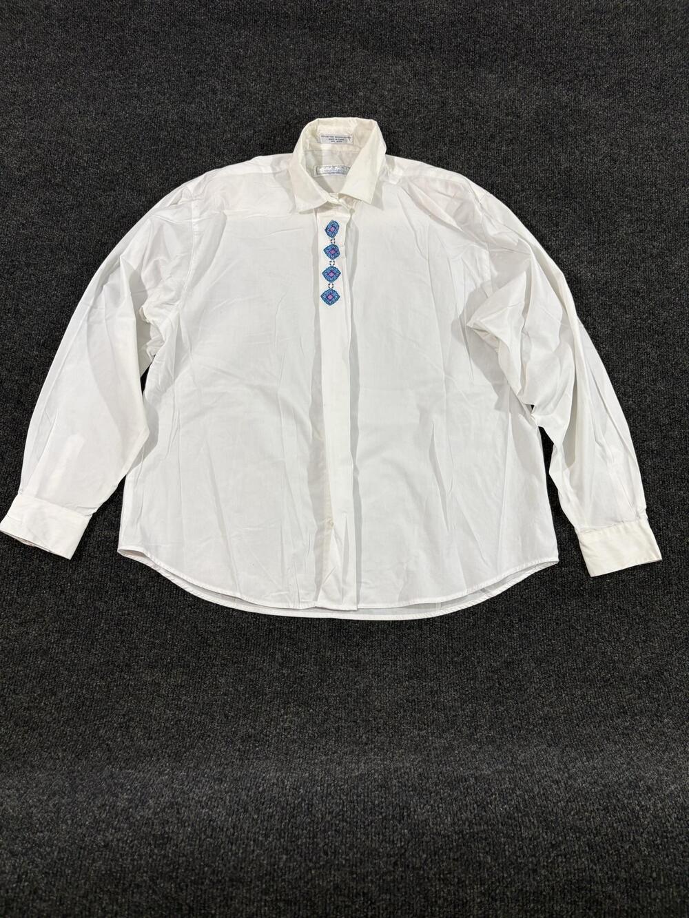 Portraits By Northern Isles Blouse Womens 12 White Embroidered Button Up Top